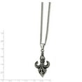 thumbnail image 3 of Stainless Steel Polished and Antiqued Fleur de Lis Necklace; 22 inch; Lobster (Fancy) Clasp; for Adults and Teens; for Women and Men, 3 of 3