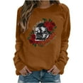 thumbnail image 1 of Mujeres Casual Manga Completa Cuello Redondo Tops Camisas Sueltas Blusa Jersey Estampado Sudadera Pompotops FGAJ18607, 1 of 5