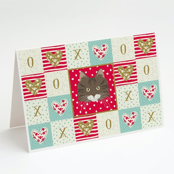 Norwegian Forest Cat Love Greeting Cards and Envelopes Pack of 8