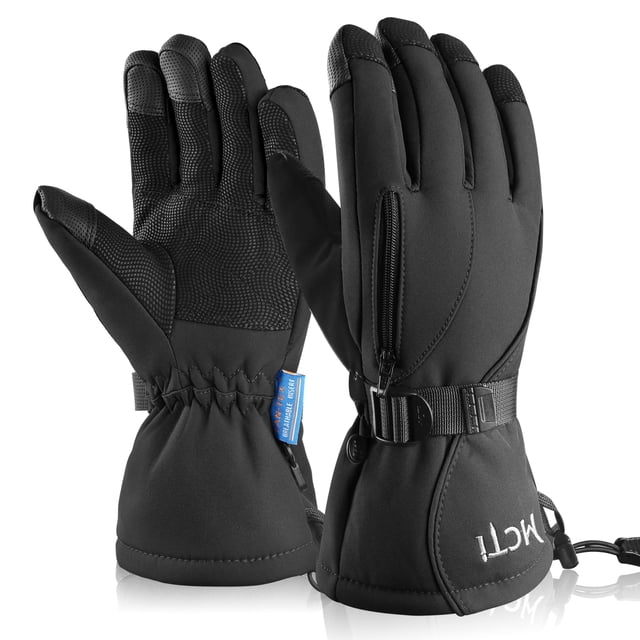Guantes de esquí MCTi MC1605 impermeables, cálidos, para hombre, talla grande, negros