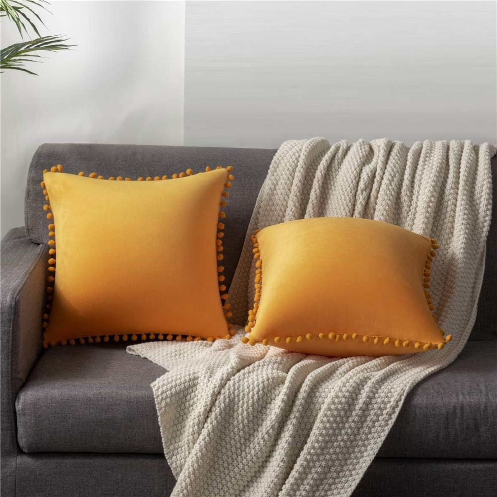 16×16 Inch Decorative Throw Pillow Cover 2-Pack Soft Textured Accent Cushion for Sofa Bed Living Room Home Decor