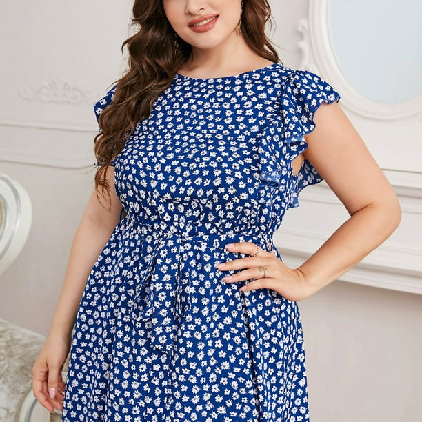 Plus size blue polka hotsell dot dress