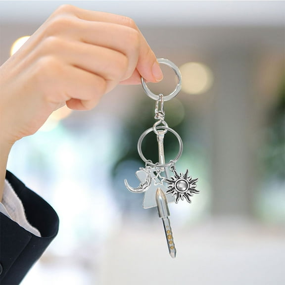 UPGRATOR 2Pcs Moon Shape Keychain Aesthetic Design Stainless Steel Holding Keys Decorative Accessory for Handbag Wallet