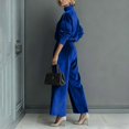 thumbnail image 5 of Women's Plush Velvet 2 Piece Loungewear Outfits Mock Neck Long Sleeve Tops and High Waisted Wide Leg Pants Sets Vintage Casual Tracksuit Blue, 5 of 7