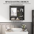 thumbnail image 3 of CozyHome 28in Bathroom Cabinet Wall Mount with Sliding Mirror Door, Over The Toilet Storage Cabinet, Farmhouse Medicine Cabinet with Shelves and Towel Bar for Living Room, 28" W x 29" H, Dark Grey, 3 of 8