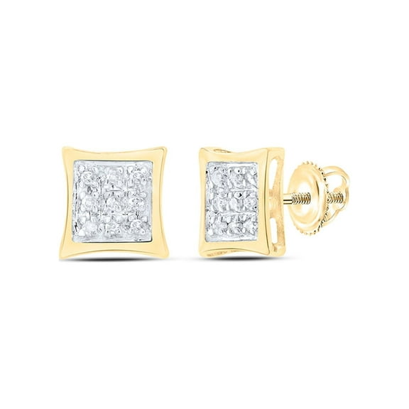 10kt Yellow Gold Womens Round Diamond Kite Cluster Earrings 1/20 Cttw