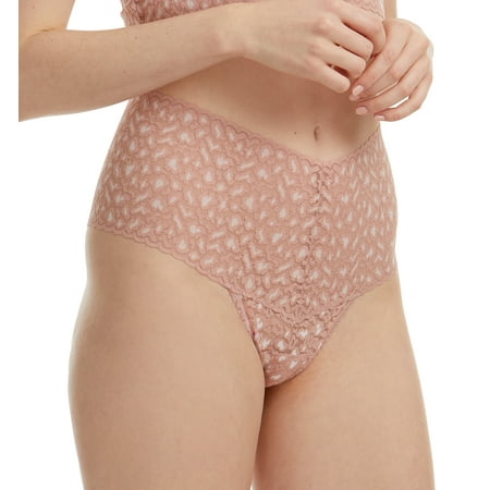 

Hanky Panky Cross Dyed Leopard High-Waist Retro Thong (7J1921) Desert Rose/White