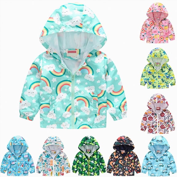 Splozh Toddler Boy Jacket 12 18 24 Months 3T 4T 5T Kids Baby Windproof Coat Hooded Print Zipper Grils Toddler Boys Fall Jacket,Pink H,2-3 Years