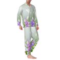 thumbnail image 2 of Hirioo Purple Butterfly On Wild for Men's Pajama Sets 2 Piece Pjs Men's Long-Sleeved Pajama Set Button Down Sleepwear,S-XXL-Large, 2 of 7