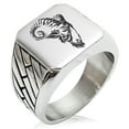 thumbnail image 1 of Stainless Steel Celestial Satyr Goat Geometric Pattern Biker Style Polished Ring, 1 of 1