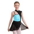 thumbnail image 2 of Zaldita Girls Shiny Ballet Latin Dance Dress Halter Neck Gymnastics Leotard with Tulle Skirt Lyrical Light Green 12, 2 of 6