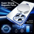 thumbnail image 3 of Magnetic for iPhone 15 Pro Case Magsafe Clear with Invisible Stand Kickstand Plating 10FT Shockproof Soft Rubber Protective Phone Case (Blue), 3 of 12