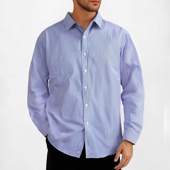 Tawop Mens Shirts Long Sleeve Striped Casual Shirts Button-Up Shirts ,Size L
