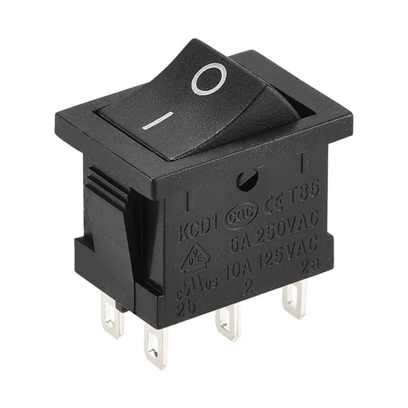 Mini Boat Rocker Switch Black Toggle Switch for Boat Car Marine 6pins ON/ON AC 250V/6A 125V/10A, 1pcs