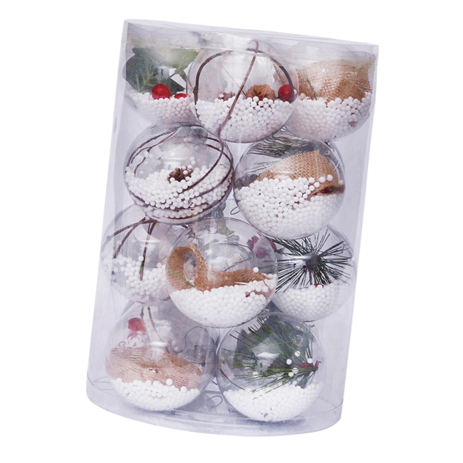 HILABEE 16Pcs Christmas Ball Balls with Hanging Loop Transparent DIY Tree Crafts Christmas Tree Ornaments for Festive Party Festivals