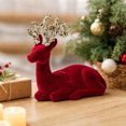 thumbnail image 6 of JeashCHAT Christmas Reindeer Figurines, Red Velvet Deer Statues Tabletop Ornaments, Flocked Reindeer Sculpture with Glitter Antlers, Christmas Decorations for Table Shelf Office Home Decor, 6 of 6