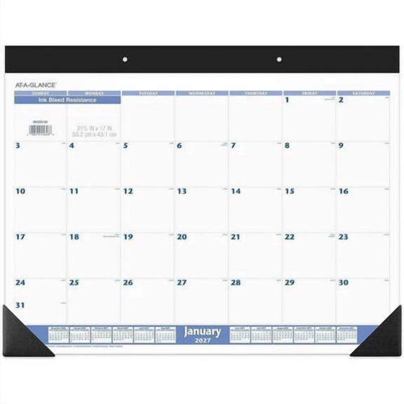 AT-A-GLANCE 2027 Monthly Desk Pad Calendar Blue and Gray Standard 21 34 x 17 | 2-Pack (2 Total)
