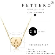 Fettero 14K Gold Plated Dainty Tiny Initial Letter Heart Choker Pendant Necklace Jewelry Gift for Women