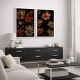 thumbnail image 3 of Framed Canvas Print Dark Floral Wall Art Set of 2 Botanical Decorative for Living Room Bedroom - 16"x24"x2 WHITE, 3 of 8