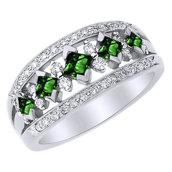 AFFY White Natural Diamond Anniversary Band Ring in 14k White Gold (0.75 Cttw)