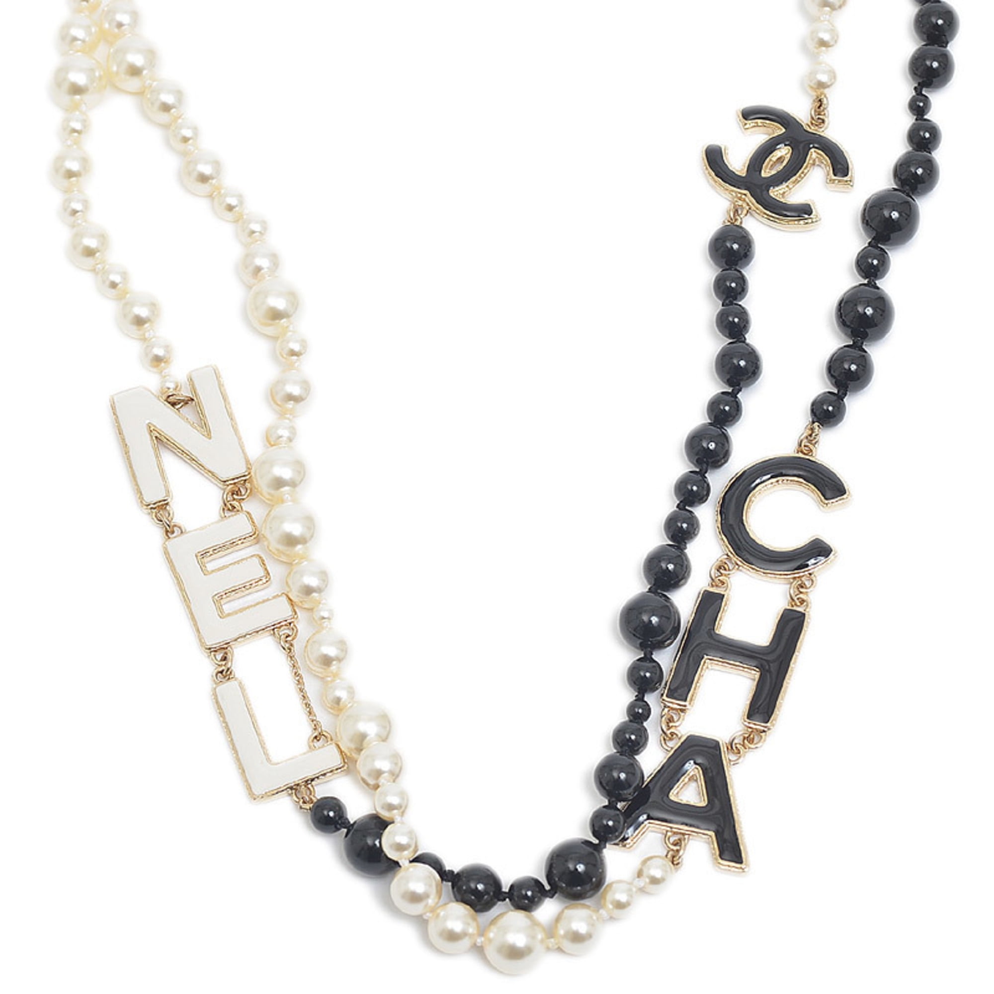 Chanel Blackgray CC Logo Faux Pearl and Crystal Long Necklace  eBay