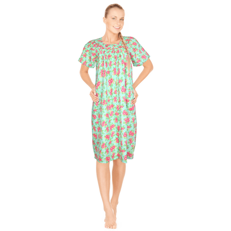 

JEFFRICO Womens Dusters For Women Snap Front Housecoat Lounger Duster House Dress Short Sleeve Nightgowns Pajamas Robe Plus Size