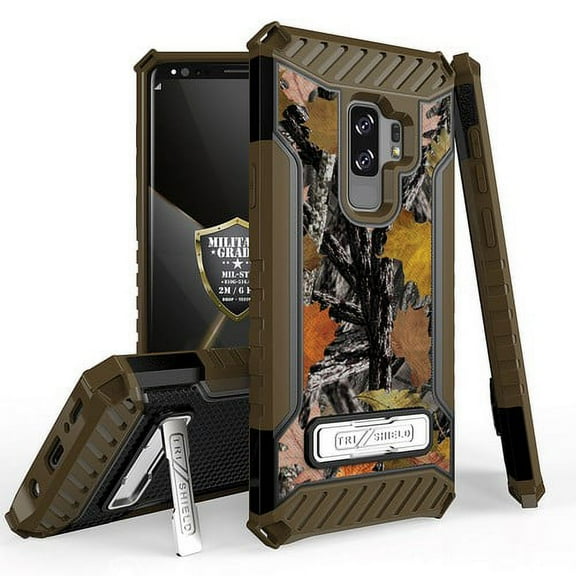 Galaxy S9 Plus / Galaxy S9  Case, Trishield Durable Shockproof High Impact Rugged Armor Phone Cover with Kickstand for Samsung S9  Only White/Printed Hunter