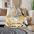 thumbnail image 4 of Gold Golden and Silver Marble Ink Abstract Painting Flannel Fleece Bed Blanket Throw Blanket Lightweight Cozy Plush Blanket for Bedroom Living Rooms Sofa Couch 40"x50", 4 of 6