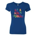 thumbnail image 2 of Wild Bobby, Be A Kind Human Positive Inspirational Slogan Inspirational/Christian Women Slim Fit Junior Tee, Royal, X-Large, 2 of 6