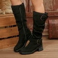 thumbnail image 5 of Taylonsss Women's Chunkys Heel Suede Mid-Calf Boots with Buckle Details for Fall and Winter Comfortable Vintage Style Casual Boots, 5 of 8