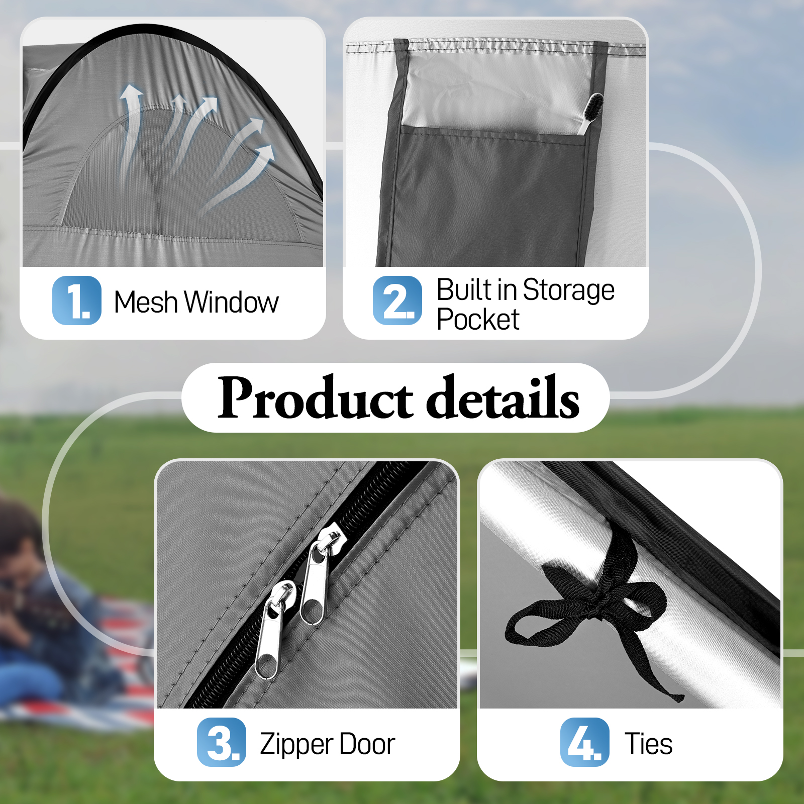Ktaxon Camping Shower Tent, Portable Pop Up Changing Tent, Waterproof Dressing Room Privacy Tent for Camping Beach, Dark Gray