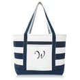 thumbnail image 2 of DALIX Premium Beach Bags Striped Navy Blue Zippered Tote Bag Monogrammed W, 2 of 8