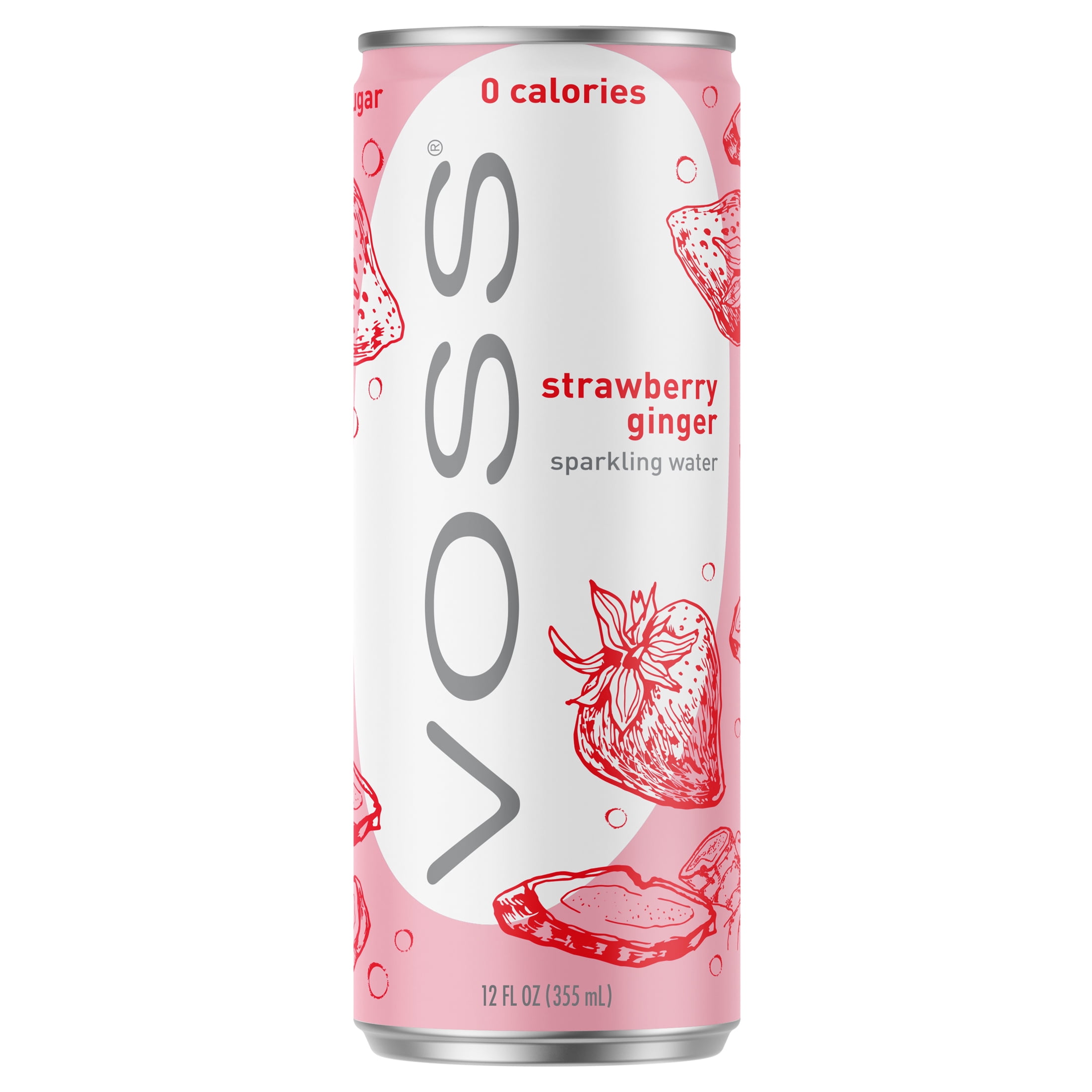 VOSS STRAWBERRY-GINGER FLAVORED SPARKLING WATER 355ML Slim Can