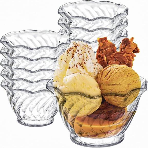 12 Pack Unbreakable Clear Plastic Snack Bowls, Reusable Small Appetizer Cups for Dessert, Ice Cream, Fruits & Nuts, Perfect for Home & Party Serving