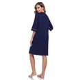 thumbnail image 4 of EA'S SECRET Women's Lightweight 100% Cotton Mid-Length Robe Zip Front Bathrobe 3/4 Sleeve Spa Kimono Robe Bridesmaid Bride Party Robes Sleepwear Bath Robes with Pockets(Navy Blue,S), 4 of 9