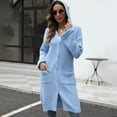 thumbnail image 6 of jtjvou Women Long Cardigan Open Front Button Down Sweaters Long Knitwear Fall Winter Outerwear Coats with Pockets Light Blue S, 6 of 9