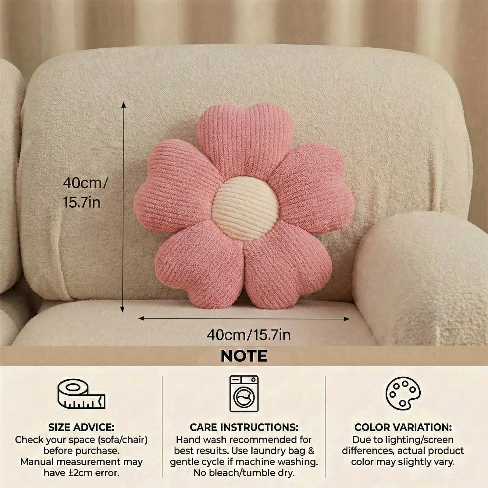 HonorHut 2 Pack Flower Shaped Throw Pillows Five Petal Flower Seating Cushions Cute Daisy Shaped Floor Cushion for Chair Couch & Room Decor Pink and Yellow