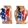 thumbnail image 3 of Color Cosplayer American USA Flag Crop Tank Tops for Women T Shirt Patriotic 4th of July Vest Tops B298-1004 L, 3 of 5
