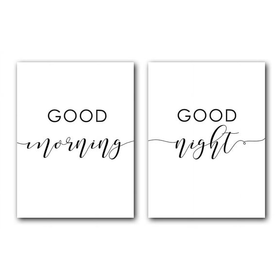 Good Morning, Good Night Set of 2 Posters 18 x 24 Inches Minimalist Art Typography Art Bedroom Wall Art Romantic Gift Home Wall Art Poster