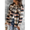 thumbnail image 3 of Cali Chic Women's Plaid Shacket Button Down Jacket Celebrity Blue Geometric Coat Top (multicolor, medium), 3 of 11