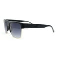 thumbnail image 3 of Mens Half Rim Flat Top Rectangle Horn Rim Hipster Sunglasses Black - Smoke, 3 of 4