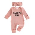 thumbnail image 2 of Beilxfa Baby Girl Newborn Clothes Western Outfit "DADDY'S GIRL" Letter Print Long Sleeve Romper Jumpsuit Infant Fall Winter 2PCS Outfits 0-6M, 2 of 9
