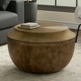 thumbnail image 3 of Simpli Home Timmons 21 inch Wide Round Contemporary Cast Aluminum Coffee Table in Antique Brass, Fully Assembled, 3 of 9