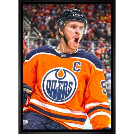 Connor McDavid Edmonton Oilers Framed 20x29 Goal Celebration Close-Up Canvas