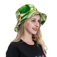thumbnail image 6 of Fuzoiu Avocado Green Striped Print Reflective Bucket Hat,Outdoor Hat for Men and Women,Bucket Hat for Travel Fishing Hunting Summer Camp, 6 of 6