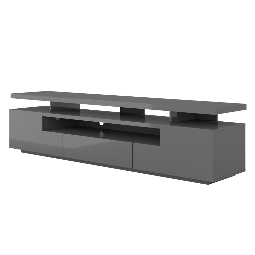 / Gray Black TV Stand / Cabinet 100 cm / High Gloss / Blue LED ! White