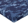 thumbnail image 2 of Ambesonne Camo Fitted Sheet, Grunge Camouflage Style Effect, Twin Size, Pale Blue and Dark Blue, 2 of 3