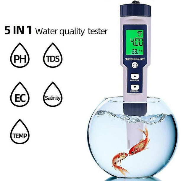 5 in 1 Water Quality Tester Digital Meter Water Quality Analyzer Detector PH/ TDS/ EC/ Temperature/