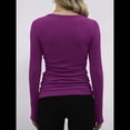 thumbnail image 4 of Camisetas Básicas Ajustadas Informales de Cuello Redondo y Larga Acanaladas para Mujer Rojo Púrpura XXL, 4 of 5