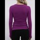thumbnail image 4 of Camisetas Básicas Ajustadas Informales de Cuello Redondo y Larga Acanaladas para Mujer Rojo Púrpura M, 4 of 5